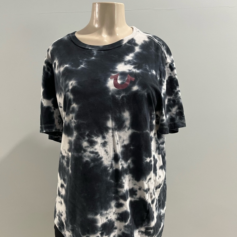 True Religion Black and White Tie-Dye Short Sleeve Tee